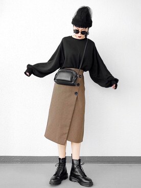 「Dr. Martens（ドクターマーチン）の＜Dr. Martens＞MONO 8アイレットブーツ ◆（ブーツ）」を使った、Aiさん（レディース・163cm）の秋コーディネート