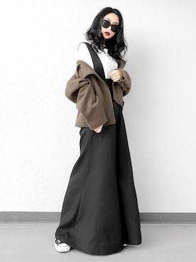 「HARE（ハレ）のアイテム（ライダースジャケット）」を使った、Aiさん（レディース・163cm）の秋コーディネート