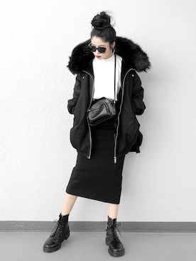 「Dr. Martens（ドクターマーチン）の＜Dr. Martens＞MONO 8アイレットブーツ ◆（ブーツ）」を使った、Aiさん（レディース・163cm）の冬コーディネート