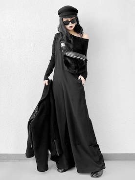 「HARE（ハレ）のアイテム（ライダースジャケット）」を使った、Aiさん（レディース・163cm）の冬コーディネート