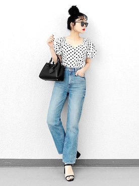 「ハイウエストストレートジーンズ」｜Aiさん（レディース・163cm）の春コーディネート