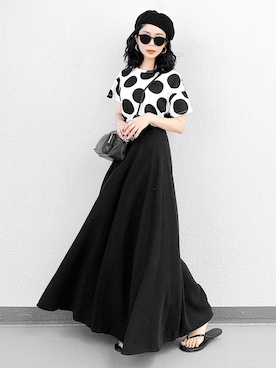 「マキシスカート」｜「アイテム（ビーチサンダル）」を使った、Aiさん（レディース・163cm）の夏コーディネート