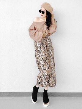 「Aunt Marie's（アントマリーズ）のWEARISTA YUKI × AUNT MARIE'S ミニ裏毛ボリュームスリーブTOPS（Tシャツ/カットソー）」を使った、Aiさん（レディース・163cm）の秋コーディネート