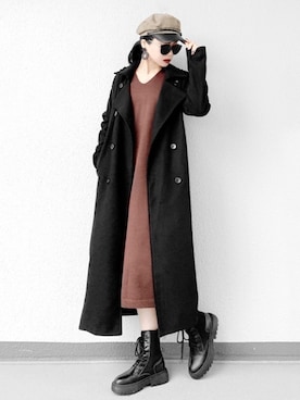 「LVEU.（ラブユ.）のアイテム（トレンチコート）」を使った、Aiさん（レディース・163cm）の秋コーディネート