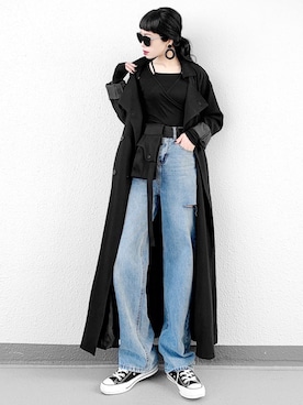 「LVEU.（ラブユ.）のアイテム（トレンチコート）」を使った、Aiさん（レディース・163cm）の冬コーディネート