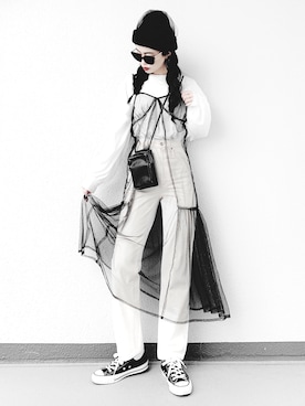 「ハイウエストストレートジーンズ」｜「アイテム（ワンピース/ドレス）」を使った、Aiさん（レディース・163cm）の春コーディネート