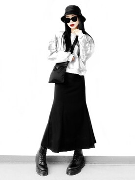 「PRADA（プラダ）のPrada - ファスナー ショルダーバッグ - men - ナイロン - ワンサイズ（ショルダーバッグ）」を使った、Aiさん（レディース・163cm）の冬コーディネート