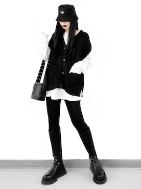 「PRADA（プラダ）のアイテム（帽子）」を使った、Aiさん（レディース・163cm）の冬コーディネート