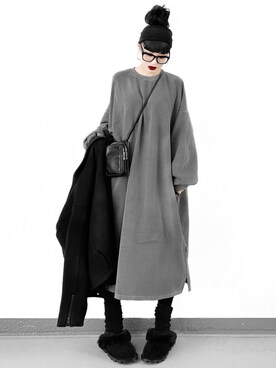 「スウェットワンピース」｜「アイテム（その他シューズ）」を使った、Aiさん（レディース・163cm）の冬コーディネート