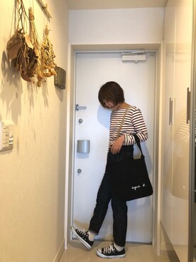 mugichihoさんの「【WEB限定】GO03-01  ロゴトートバッグ」を使ったコーディネート