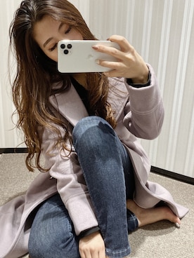 「LIPSERVICE（リップサービス）のアイテム（チェスターコート）」を使った、maika💜さん（レディース・154cm）の冬コーディネート