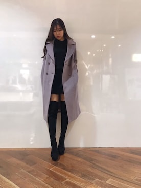 「LIPSERVICE（リップサービス）のアイテム（チェスターコート）」を使った、maika💜さん（レディース・154cm）の冬コーディネート