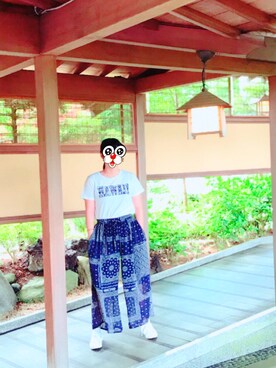 「Right-on（ライトオン）のアイテム（Tシャツ/カットソー、ホワイト系）」を使った、こんこんさん（レディース・158cm）の夏コーディネート