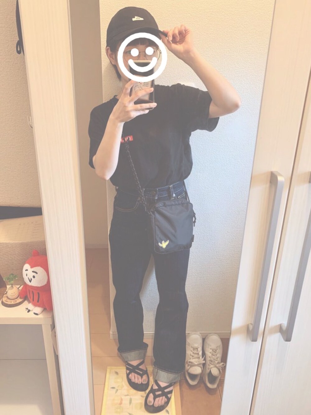 「チビコーデ、チビーズ✳︎、低身長、おしゃれさんと繋がりたい」｜「adidasの【adidas】WOMEN SST CAP ED8028（キャップ、ブラック系）」を使った、ち び ま る 🐰さん（レディース・147cm）の夏コーディネートの1枚目の写真