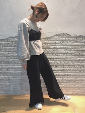 「JEANASIS（ジーナシス）のアイテム（セットアップ）」を使った、n e n e  .さん（レディース・153cm）の秋コーディネート