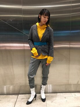 「BODY WILD（ボディーワイルド）のアイテム（パンツ）」を使った、u-yanさん（レディース・177cm）の春コーディネート