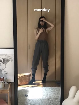 「Chico（チコ）のアイテム（キャミソール、ブラウン系）」を使った、MISAKIさん（レディース・176cm）の夏コーディネート