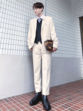 「スーツコーデ」｜reoさん（メンズ・178cm）の冬コーディネート