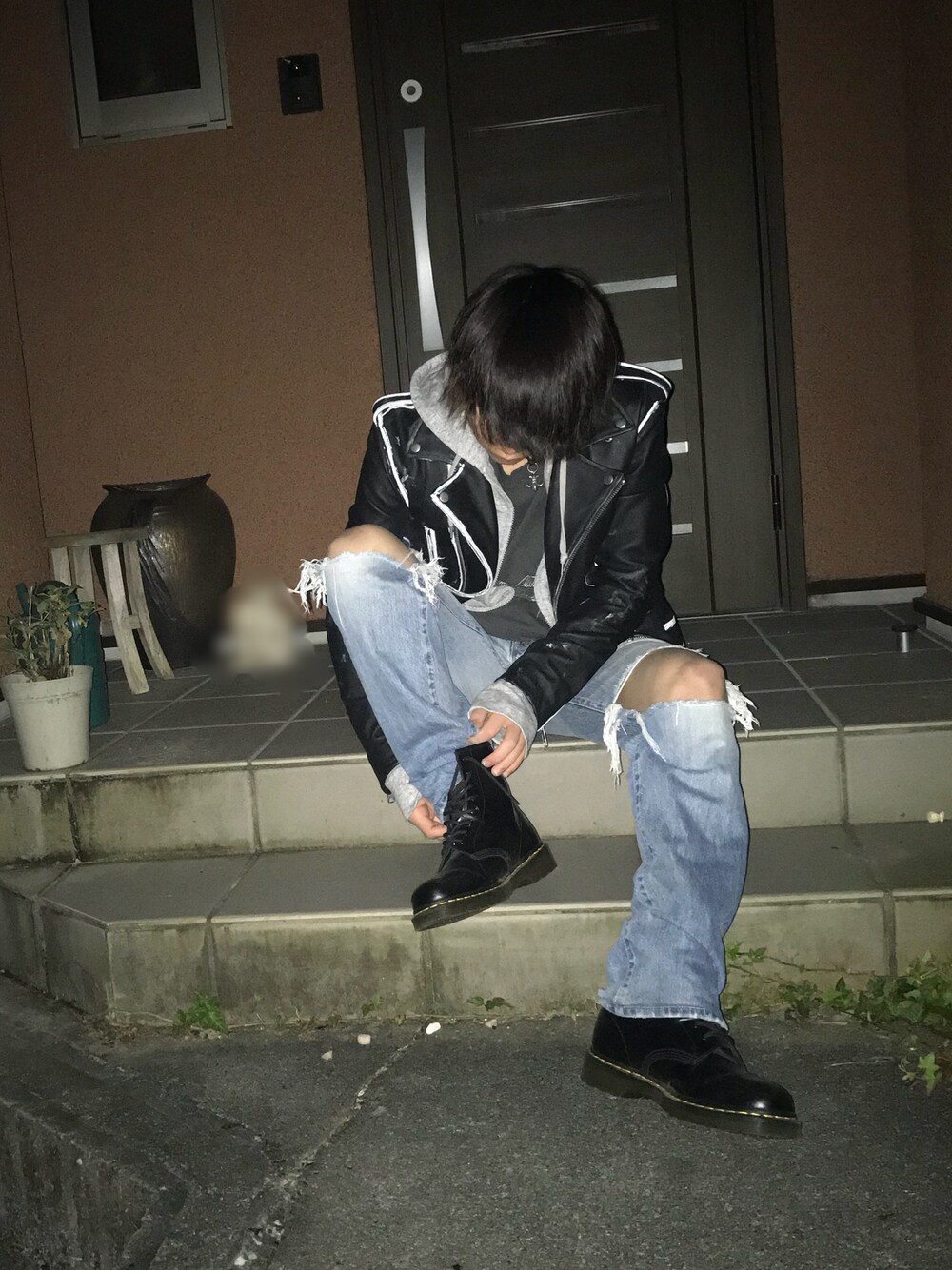 「ライダース、LHP、Dr.Martens、ライダースジャケット」｜「L.H.PのLHP/エルエイチピー/Double Leather Rider‘s Jacket（ライダースジャケット、ブラック系）」を使った、_さん（メンズ・170cm）の冬コーディネートの1枚目の写真