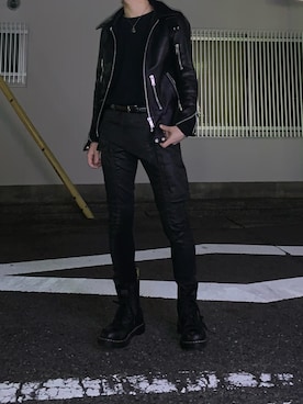 「RICK OWENS」｜「アイテム（ライダースジャケット）」を使った、_さん（メンズ・170cm）の夏コーディネート