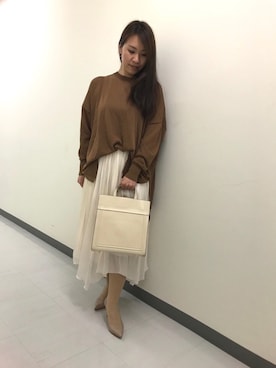 「interstaple（インターステイプル）のアイテム」を使った、中村有希さん（レディース・157cm）の春コーディネート