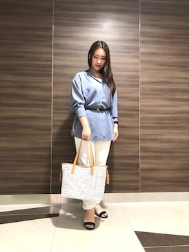 「interstaple（インターステイプル）のアイテム」を使った、中村有希さん（レディース・157cm）の夏コーディネート