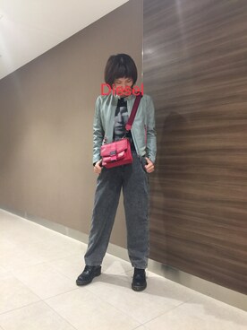 「ディーゼル」｜「アイテム（ライダースジャケット）」を使った、にんさん（レディース・165cm）の夏コーディネート