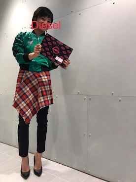 「みどり」｜「アイテム（ブルゾン）」を使った、にんさん（レディース・165cm）の冬コーディネート