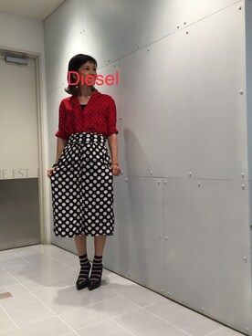 「ひざ丈スカート」｜「アイテム（ワンピース/ドレス）」を使った、にんさん（レディース・165cm）の夏コーディネート