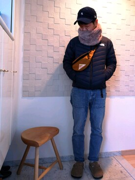 「northface」｜「アイテム（スウェット）」を使った、AKITO🇫🇷さん（メンズ・160cm）の冬コーディネート