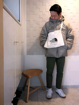「northface」｜「アイテム（スウェット）」を使った、AKITO🇫🇷さん（メンズ・160cm）の春コーディネート