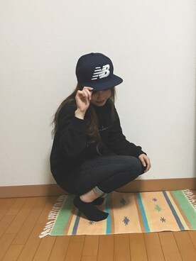 「お揃いコーデ」｜「アイテム（キャップ）」を使った、rinatyさん（レディース・156cm）の秋コーディネート