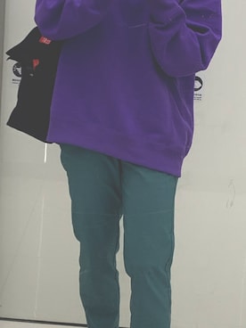 「THE NORTH FACE（ザノースフェイス）のアイテム（スウェット、パープル系）」を使った、riiさん（レディース・161cm）の春コーディネート