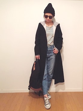 「TODAYFUL（トゥデイフル）のアイテム（ステンカラーコート）」を使った、yurieさん（レディース・156cm）の冬コーディネート