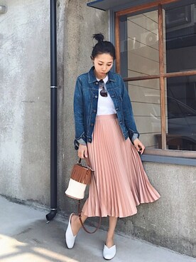 「H&M（エイチ・アンド・エム）のアイテム（スカート）」を使った、yurieさん（レディース・156cm）の春コーディネート