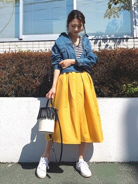 「CANAL JEAN（キャナルジーン）のアイテム（ピアス（両耳用））」を使った、yurieさん（レディース・156cm）の春コーディネート