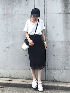 「GRL（グレイル）のアイテム（キャップ）」を使った、yurieさん（レディース・156cm）の夏コーディネート