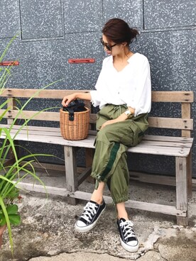 「GRL（グレイル）のアイテム（ピアス（両耳用））」を使った、yurieさん（レディース・156cm）の夏コーディネート