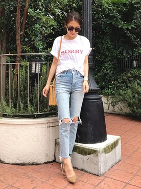 「Ameri（アメリ）のアイテム（かごバッグ）」を使った、yurieさん（レディース・156cm）の夏コーディネート