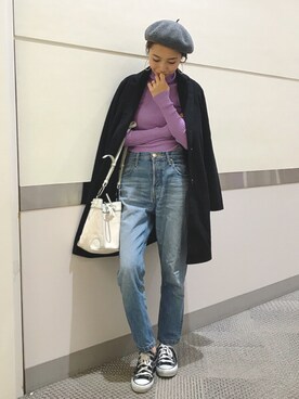 「GRL（グレイル）のアイテム（チェスターコート）」を使った、yurieさん（レディース・156cm）の秋コーディネート