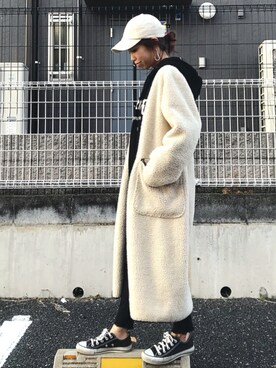 「H&M（エイチ・アンド・エム）のアイテム（パーカー）」を使った、yurieさん（レディース・156cm）の冬コーディネート