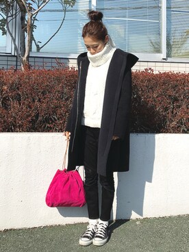 「MODE ROBE（モードローブ）のアイテム（その他アウター）」を使った、yurieさん（レディース・156cm）の冬コーディネート