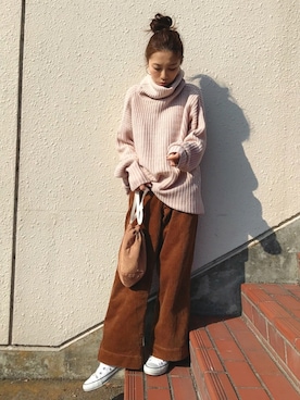 「GRL（グレイル）のアイテム（ピアス（両耳用））」を使った、yurieさん（レディース・156cm）の冬コーディネート