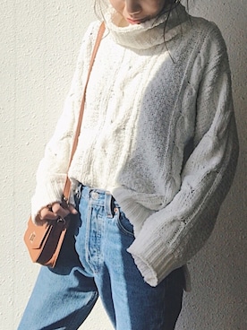 「MODE ROBE（モードローブ）のアイテム（リング）」を使った、yurieさん（レディース・156cm）の冬コーディネート