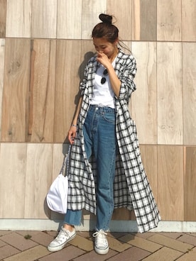 「TODAYFUL（トゥデイフル）のアイテム（その他アウター）」を使った、yurieさん（レディース・156cm）の春コーディネート