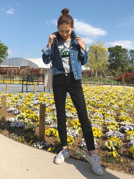 「GRL（グレイル）のアイテム（デニムジャケット）」を使った、yurieさん（レディース・156cm）の春コーディネート