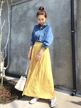 「AZUL ENCANTO（アズールエンカント）のアイテム（シャツ/ブラウス）」を使った、yurieさん（レディース・156cm）の春コーディネート