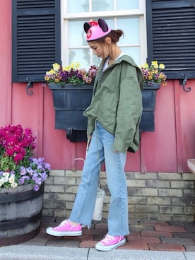 「GRL（グレイル）のアイテム（モッズコート）」を使った、yurieさん（レディース・156cm）の春コーディネート