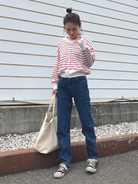 「GRL（グレイル）のアイテム（ピアス（両耳用））」を使った、yurieさん（レディース・156cm）の春コーディネート