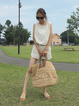 「Drawer（ドゥロワー）のアイテム（バッグ）」を使った、yurieさん（レディース・156cm）の夏コーディネート